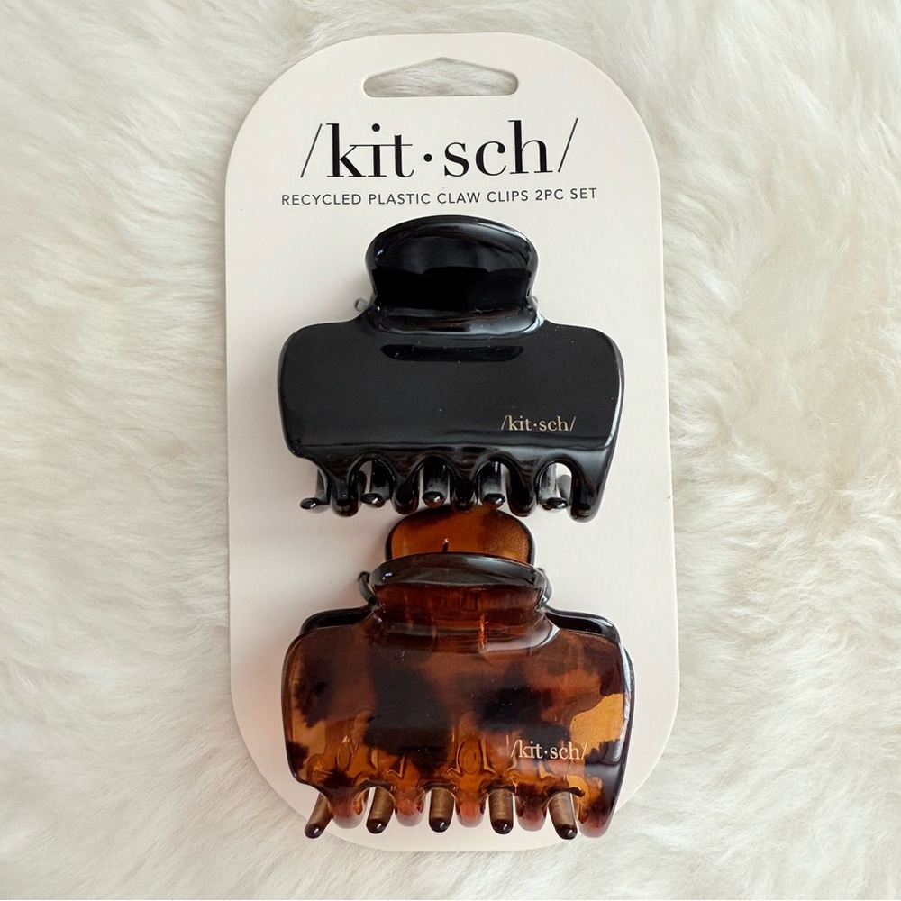 Kitsch Black and Tortoiseshell Recycled Plastic Claw Clips 2-Pack